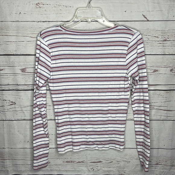 Hollister Long Sleeve Striped Ruched Front Shirt Blouse Sz Small! - Picture 6 of 6